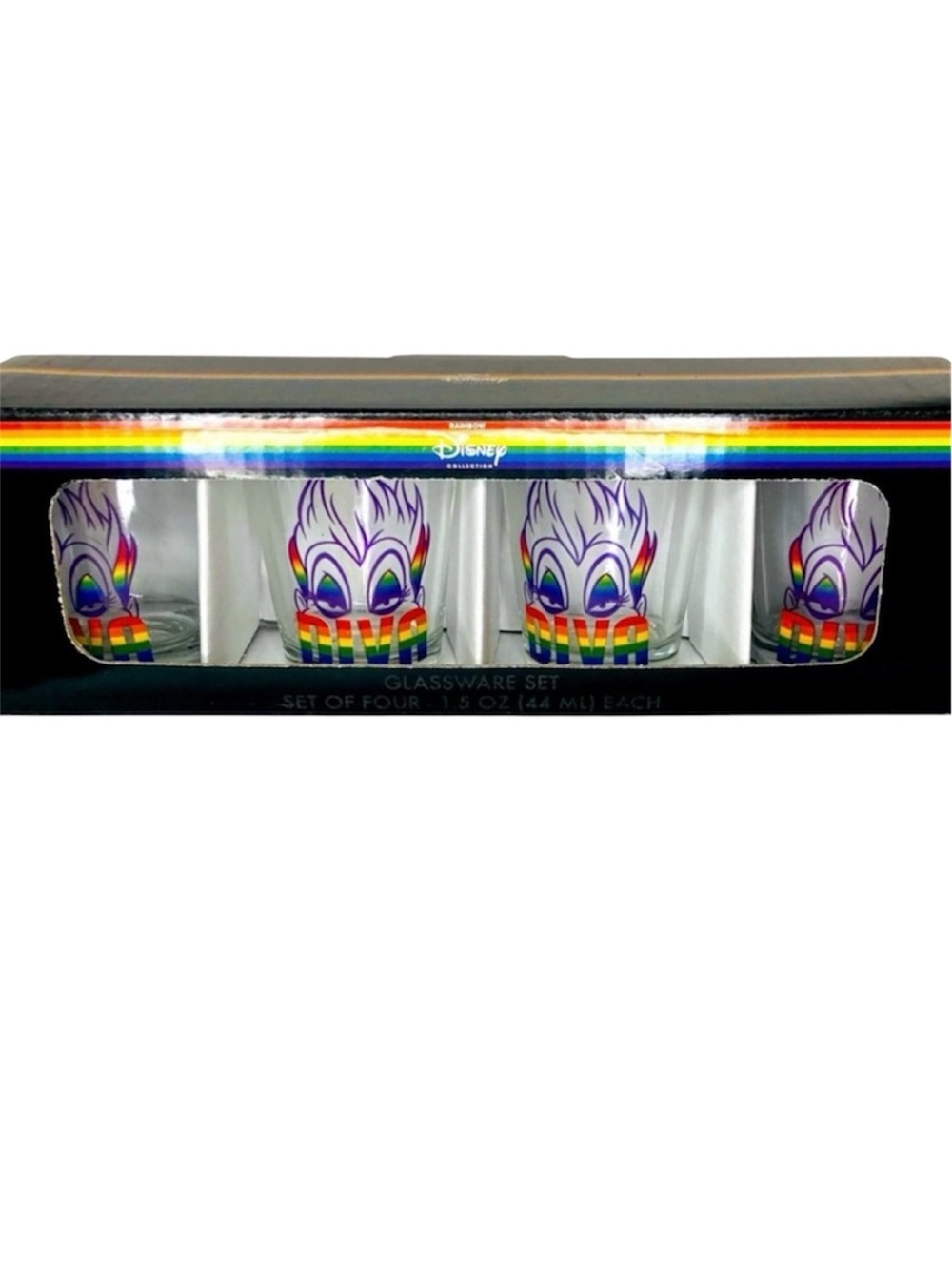 Disney Villain Ursula Shot Glass Set of Four Rainbow Collection Limited Edition
